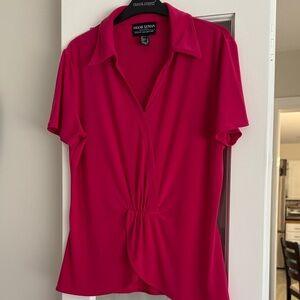 Frank Lyman Design Fuchsia Wrap-Front Short Sleeve Top